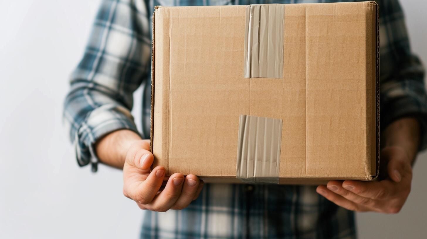 Empleado de servicio de delivery maneja paquetes de compras internacionales de una tienda online, preparando envíos para entrega domiciliaria, destacando la eficiencia en el proceso de importaciones y aduana. (Imagen ilustrativa Infobae)