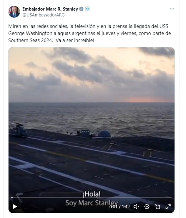 Marc Stanley describe las actividades conjuntas que harán las Armadas de Argentina y Estados Unidos en el Mar Argentino.