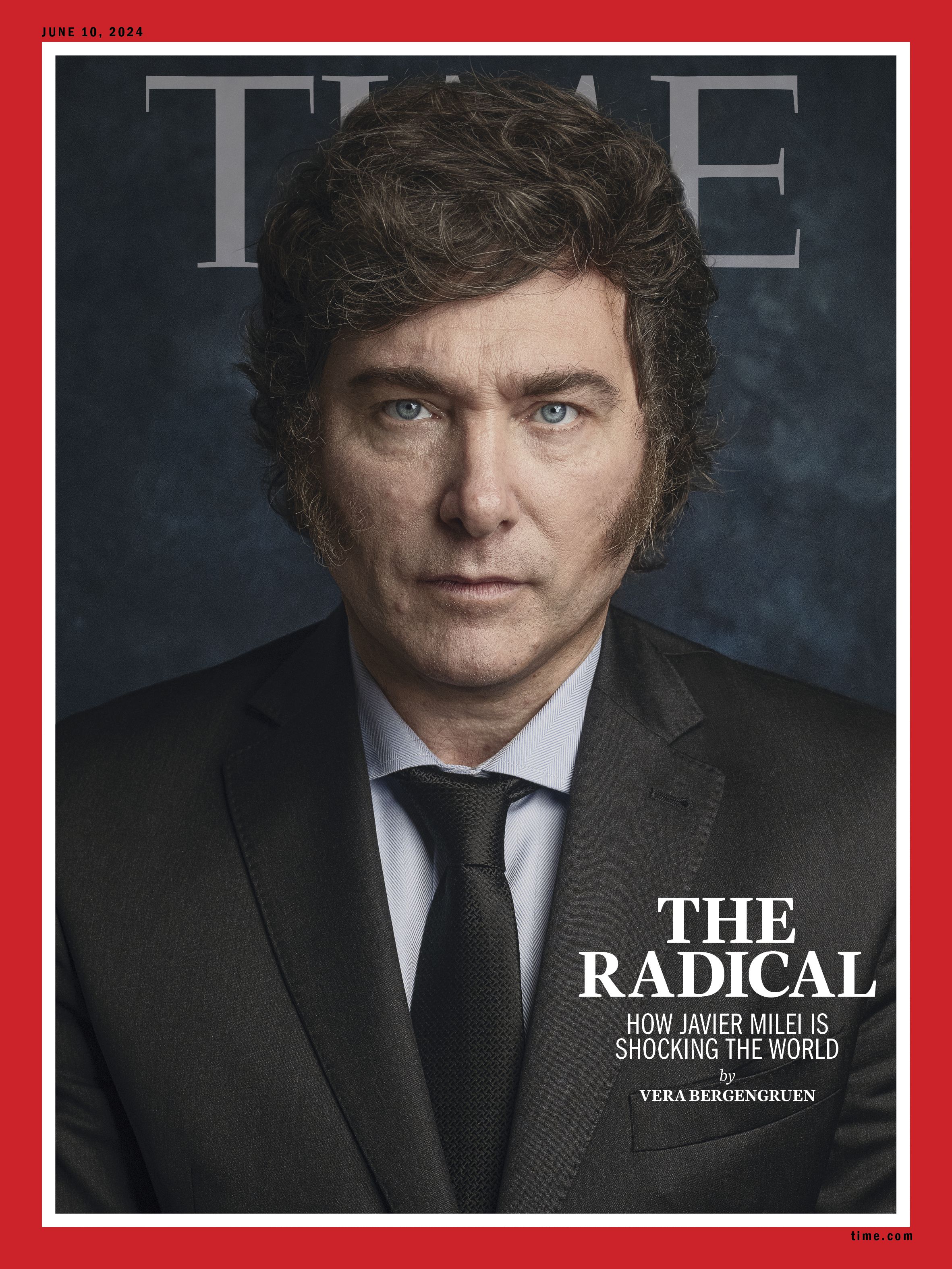 Javier Milei, en la portada de la última edición de la revista Time