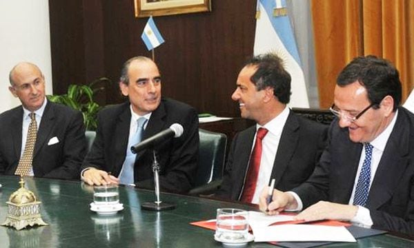 Guillermo Francos junto a Daniel Scioli, cuando se desempeñaba como director del Banco Provincia