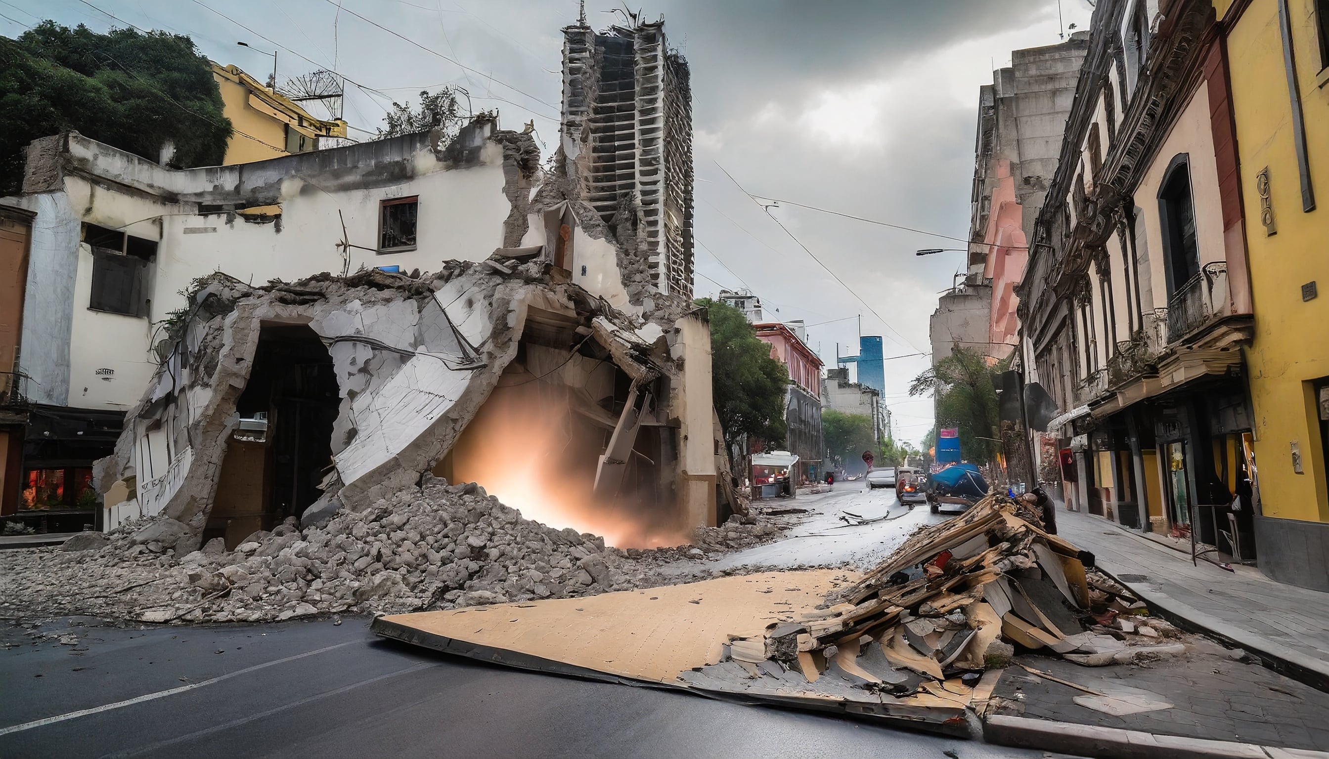 Terremoto
Sismo
Desastre natural
México
Devastación
Edificios derrumbados
Rescate
Supervivientes
Catástrofe
Emergencia
Riesgo sísmico
Aftershocks Imagen que ilustra la devastación causada por un terremoto en México, con edificios derrumbados y escenas de caos, reflejando la fuerza de este desastre natural. - (Imagen ilustrativa Infobae)