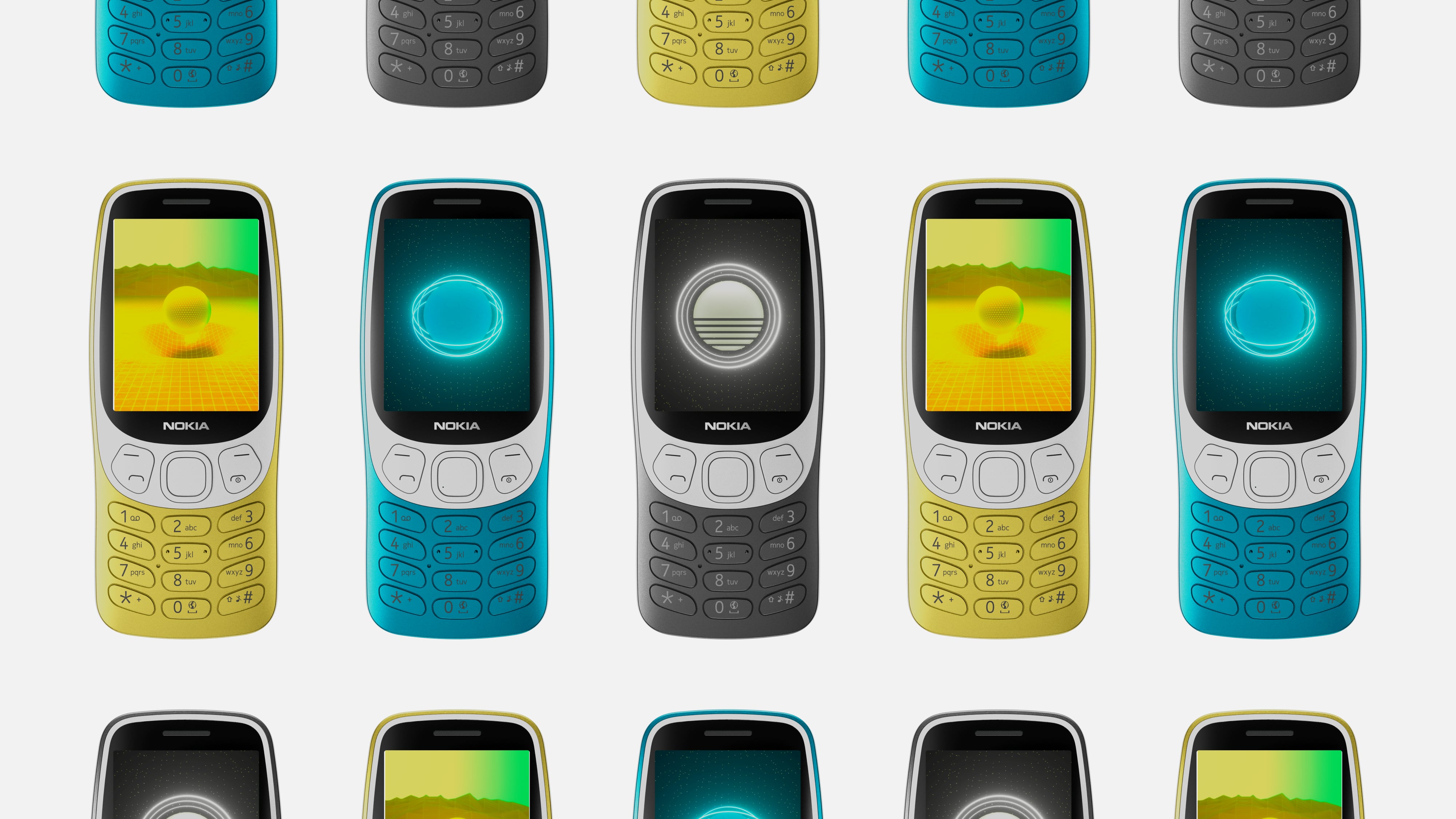 La renovada versión del Nokia 3210 está disponible en tres colores. (HMD)