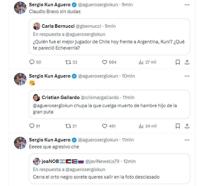 kun aguero en redes argentina chile