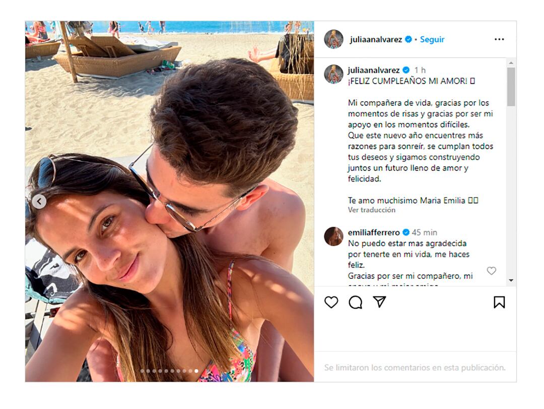 Julián Álvares saludó a su novia por el cumpleaños