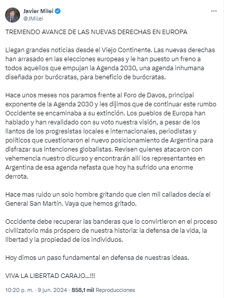 Javier Milei elecciones europeas