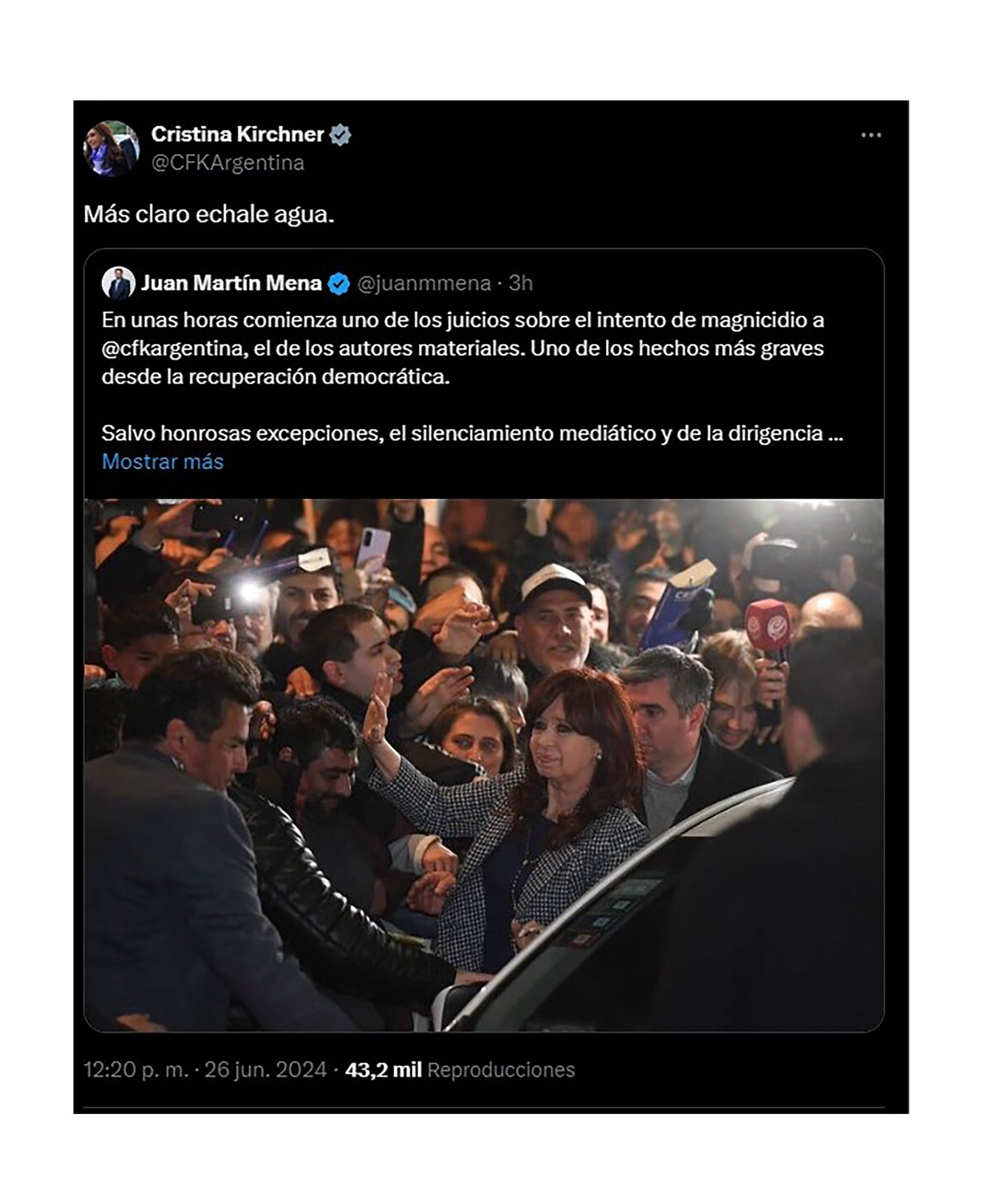 tuit de Cristina Kirchner