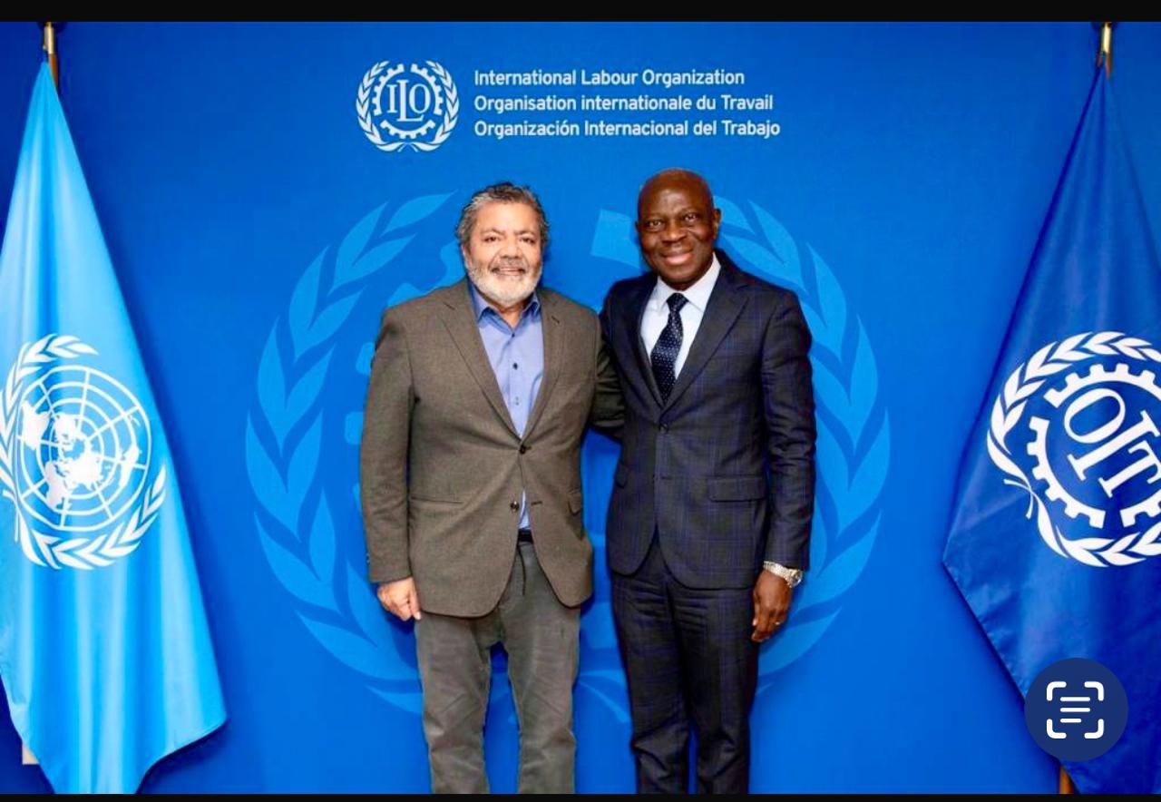 Gerardo Martínez y el director de la OIT; Gilbert Houngbo