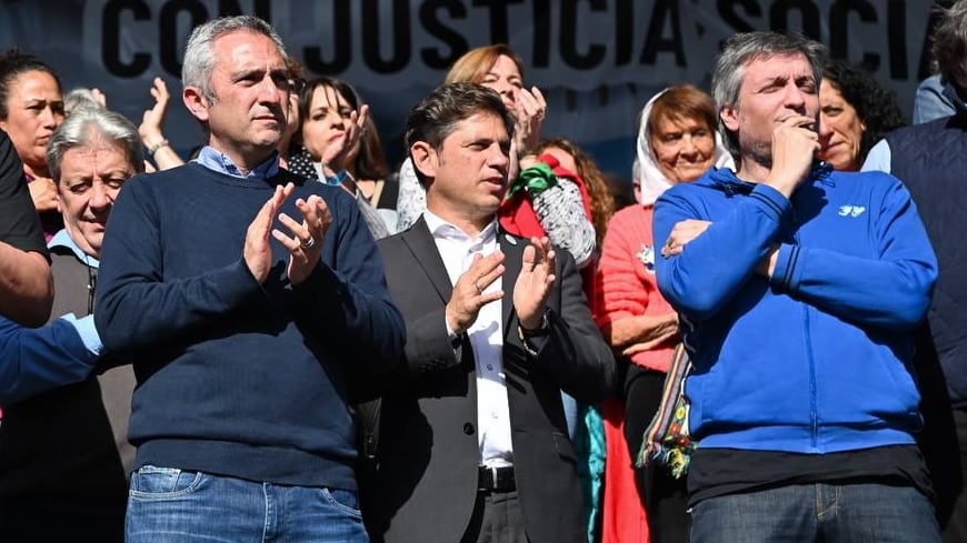 Pablo Moyano, Andrés Larroque, Axel Kicillof y Máximo Kirchner, líder de La Cámpora.