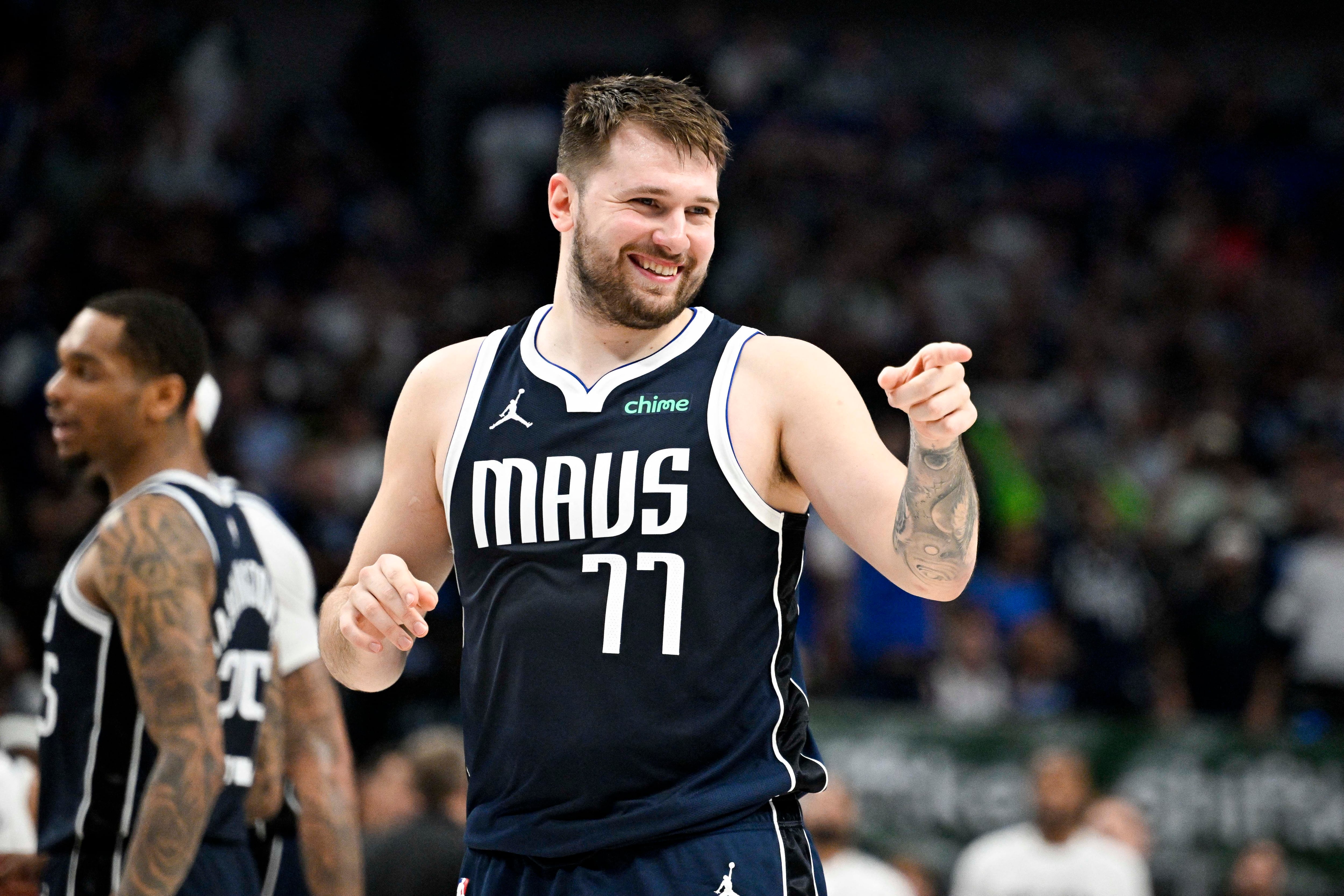 El jugador de los Mavericks, Luka Doncic, en un momento sublime (Jerome Miron-USA TODAY Sports)