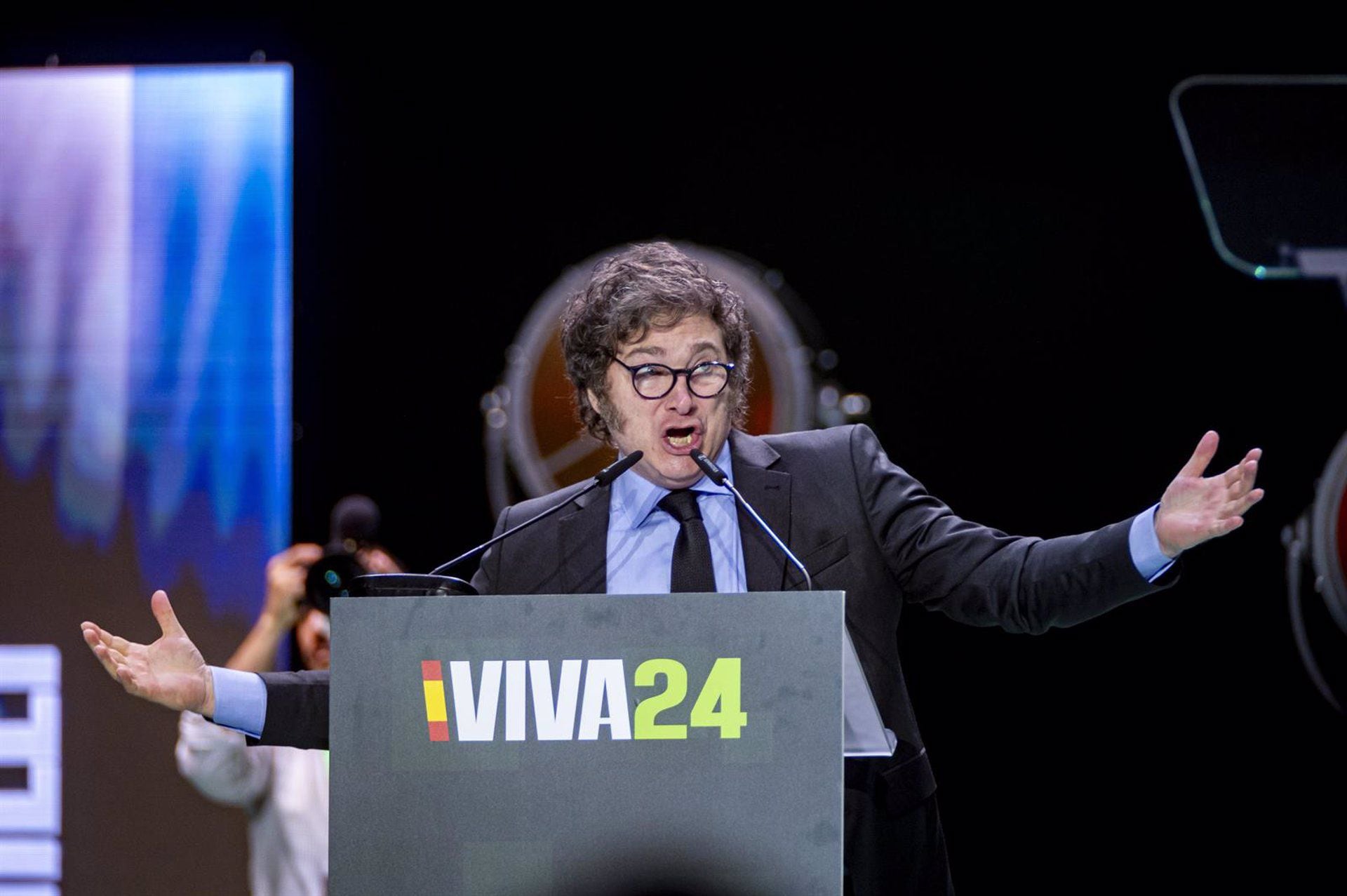 Javier Milei participó recientemente de un evento de Vox en Madrid (Europa Press/Contacto/Alberto Gardin)