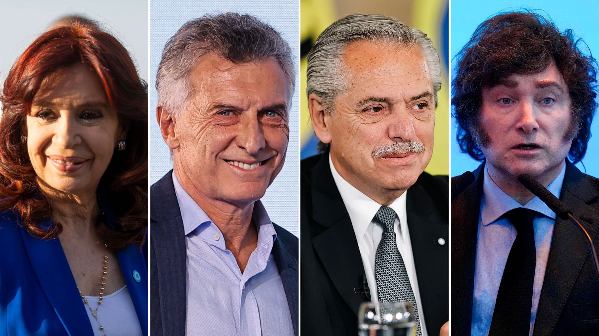 Cristina Kirchner, Mauricio Macri, Alberto Fernández y Javier Milei