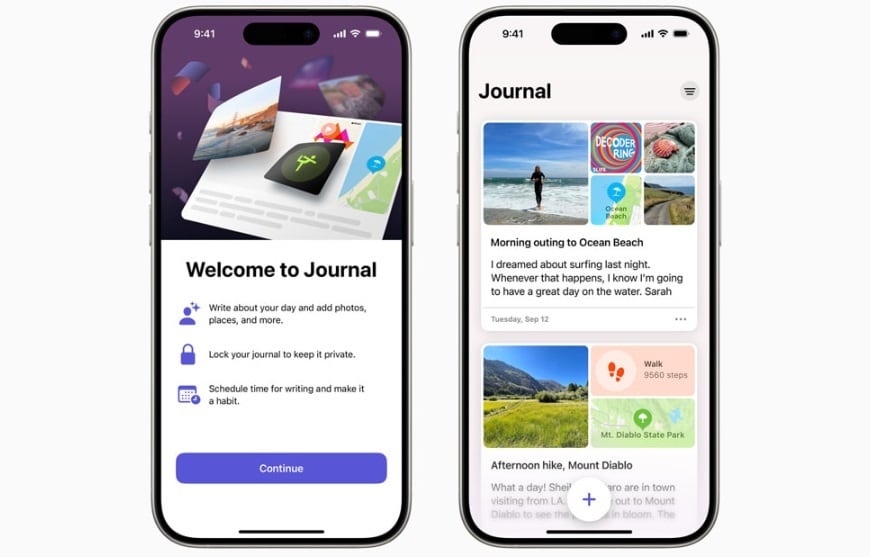 Journal o Diario es otra aplicación ideal para cuidar la salud mental. (Apple)