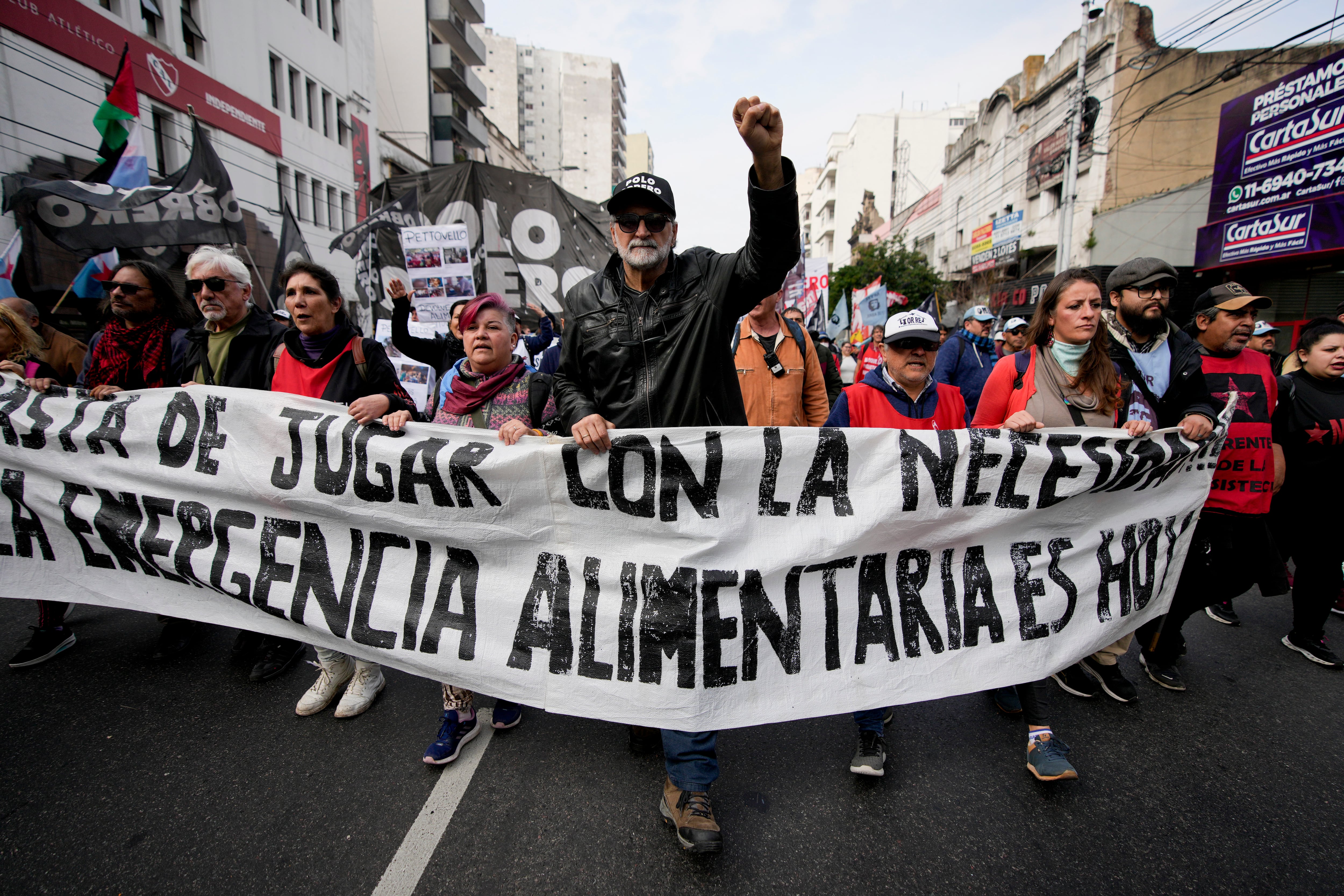 Eduardo Belliboni, líder de la organización social Polo Obrero. (AP Foto/Natacha Pisarenko)