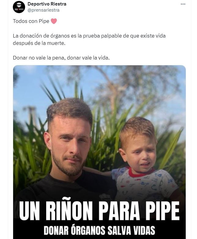 Deportivo Riestra campaña por Pipe