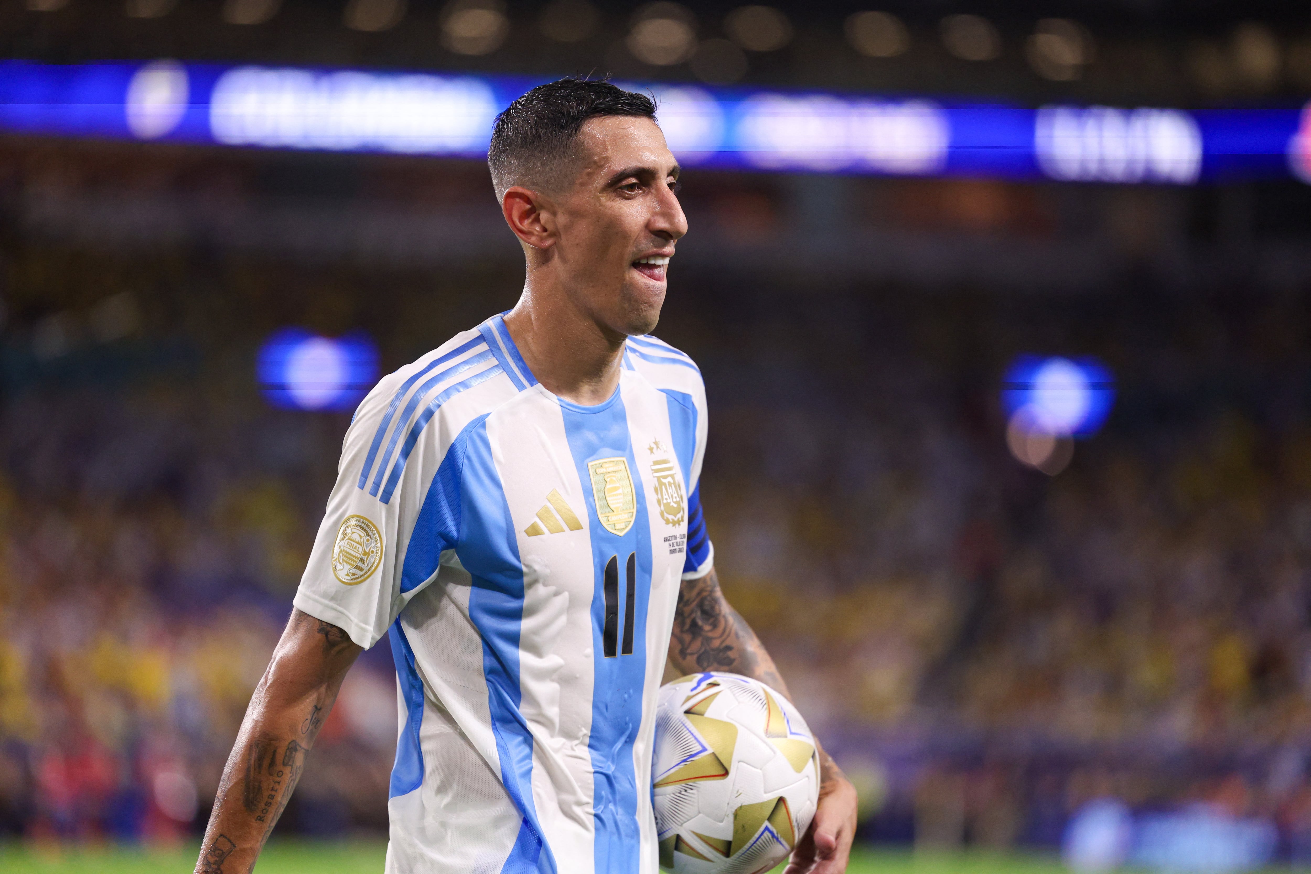 Ángel Di María en su último partido con la camiseta de la selección argentina, en la final de la Copa América ante Colombia (Nathan Ray Seebeck-USA TODAY Sports)