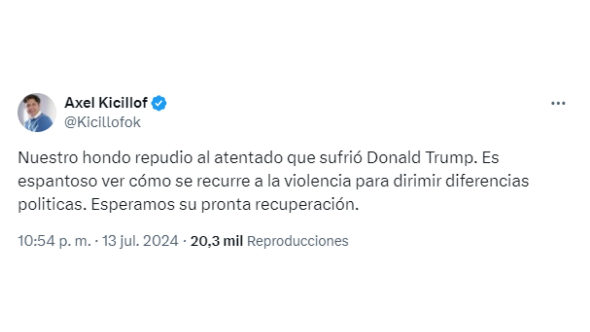 atentado contra Donald Trump reacciones del arco político argentino