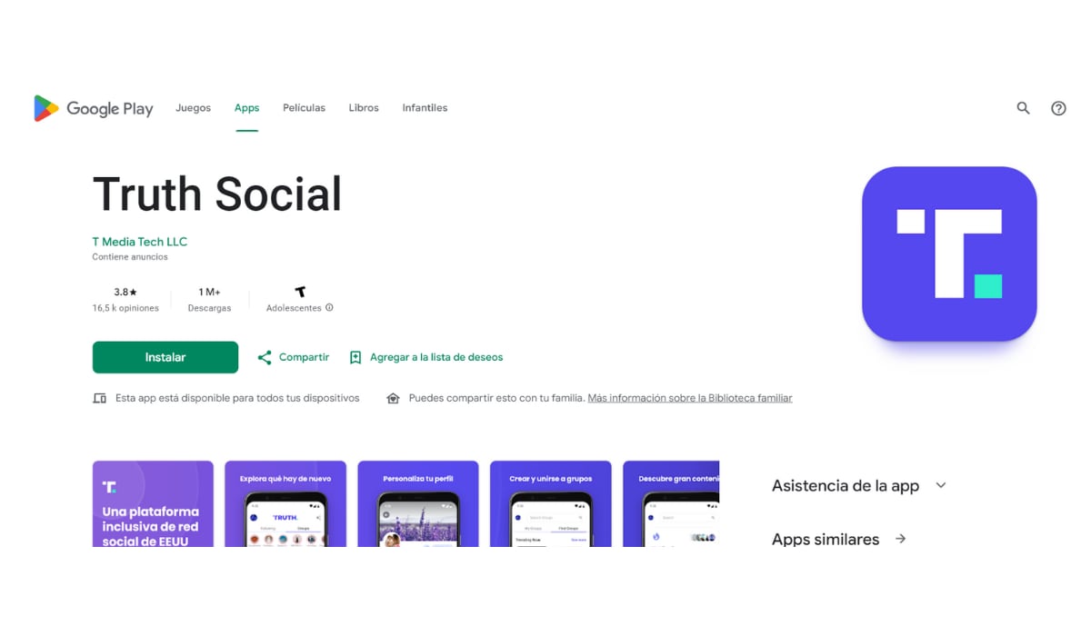 Truth Social es la red social de Donal Trump. (Google Play Store)