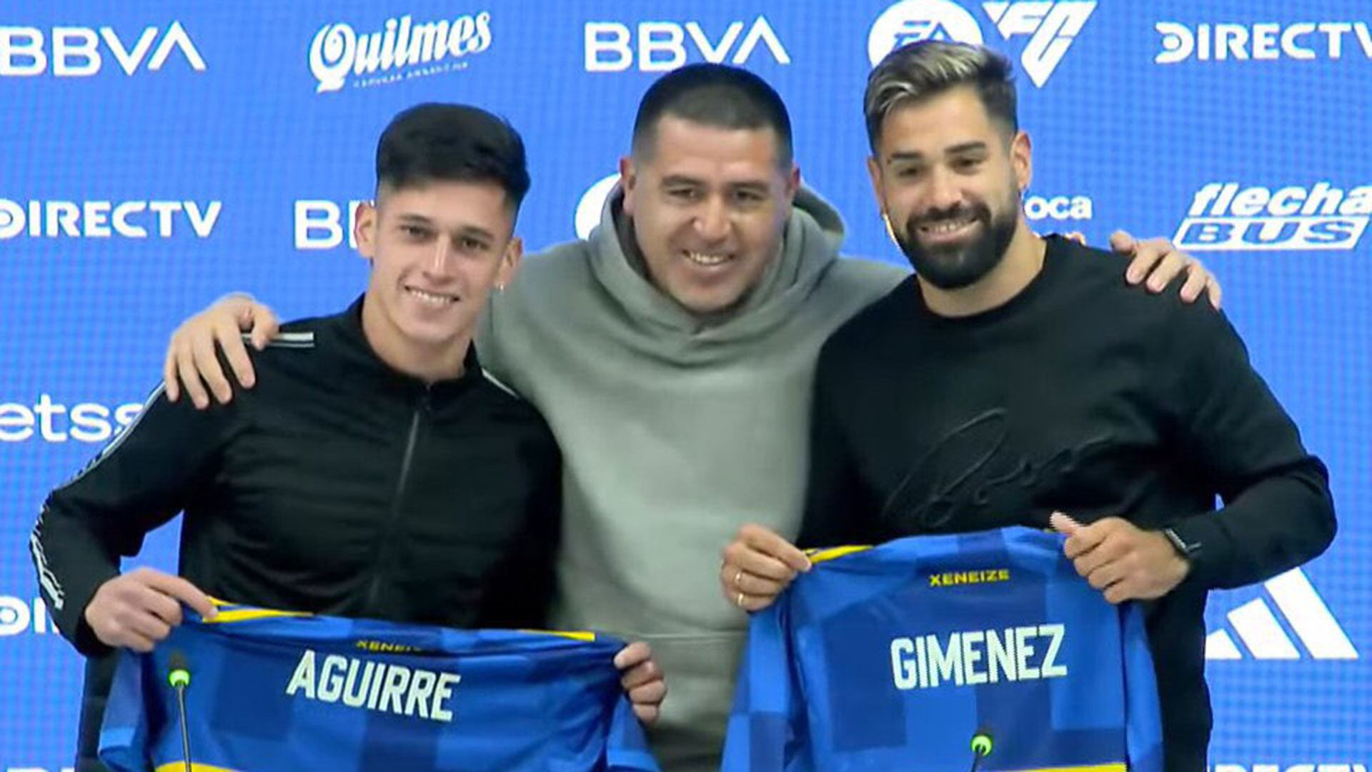 La presentación de Brian Aguirre y Milton Giménez como refuerzos de Boca