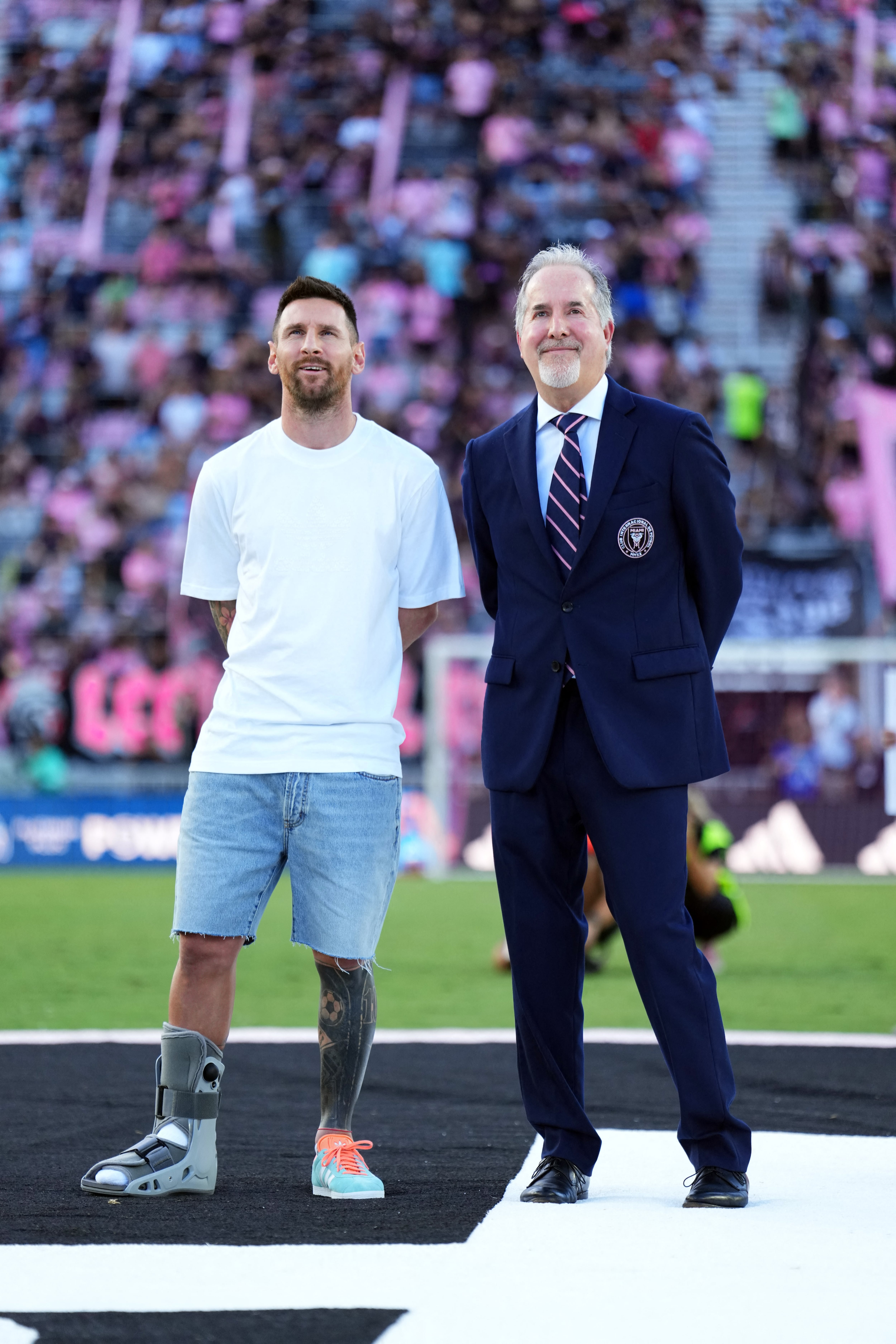 La fotografía de Lionel Messi con Jorge Mas (Crédito: Rich Storry-USA TODAY Sports)