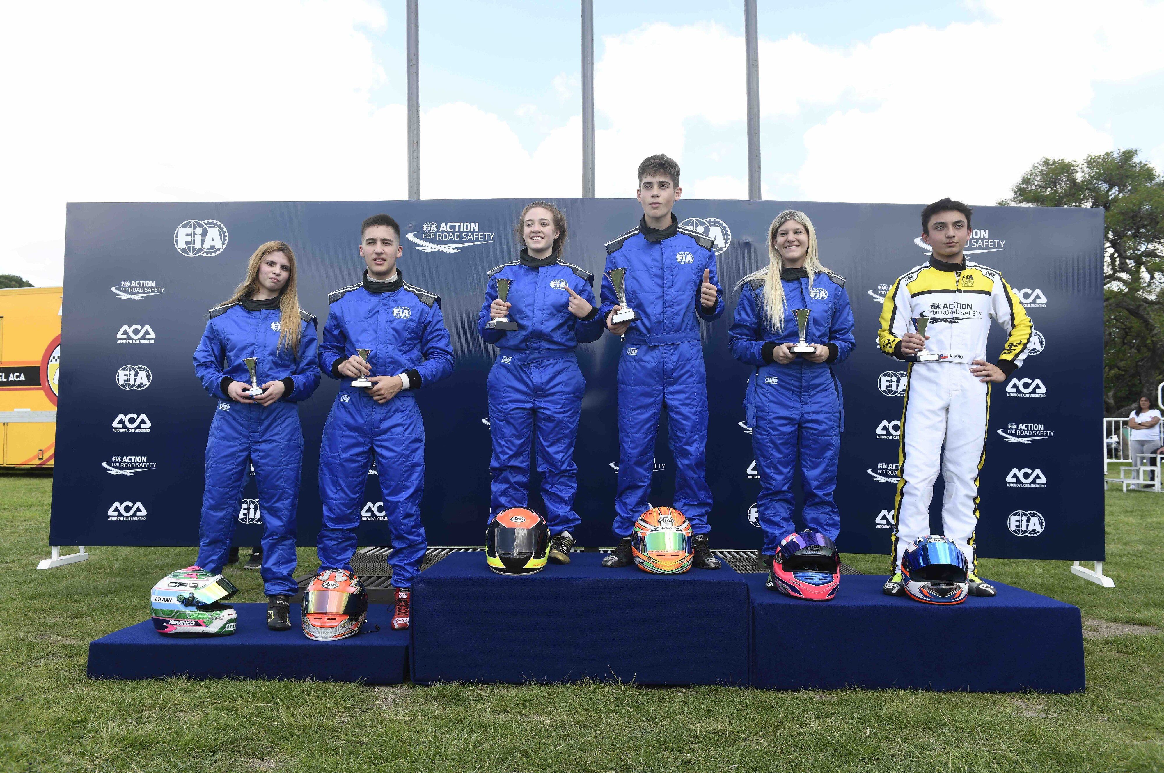 Franco Colapinto y Brisa Puig ganaron en la carrera de karting exhibición en los Juegos Olímpicos de la Juventud de Buenos Aires 2018 (Crédito: gentileza Francisco Aure) 