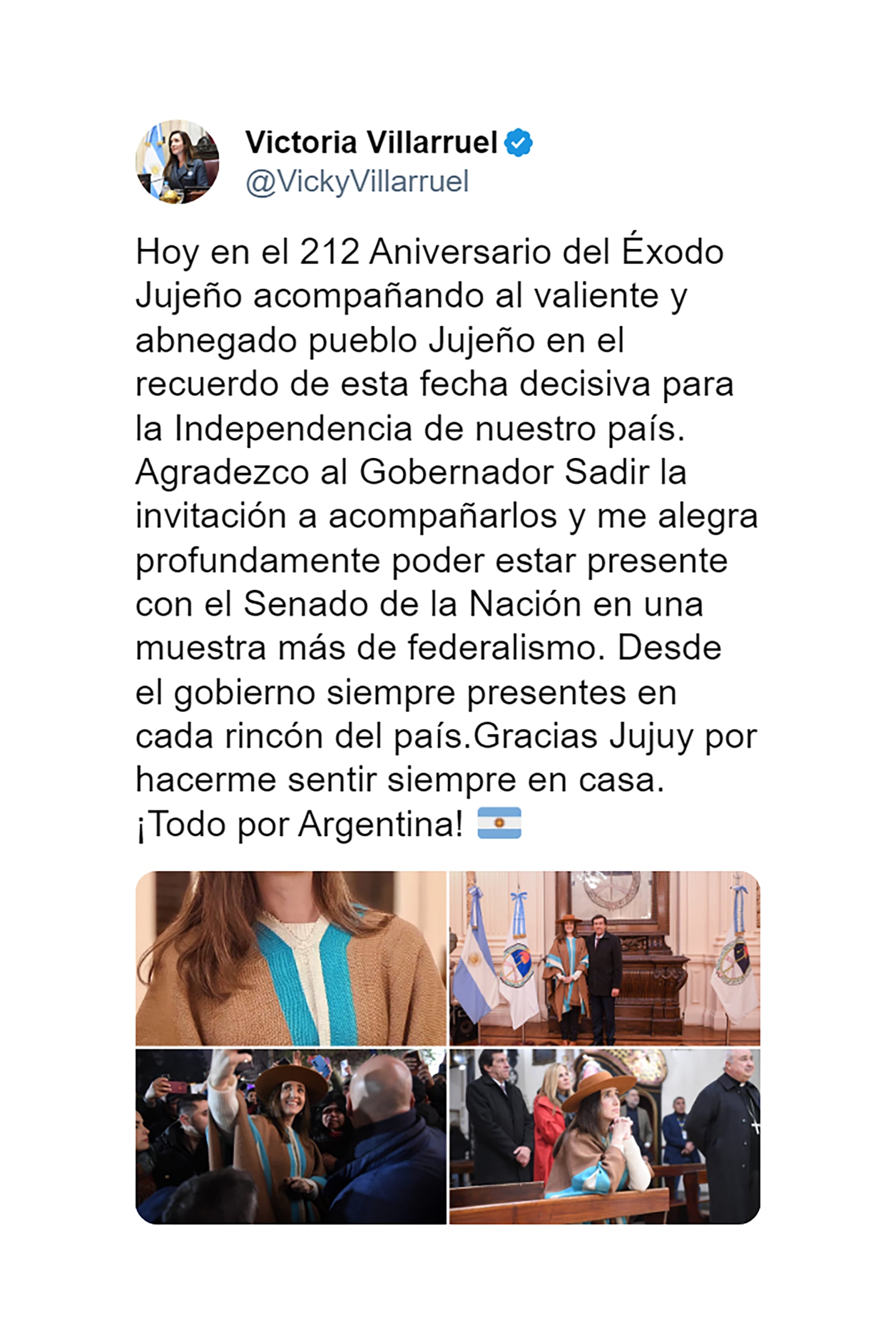 Victoria Villarruel - Aniversario del Éxodo Jujeño