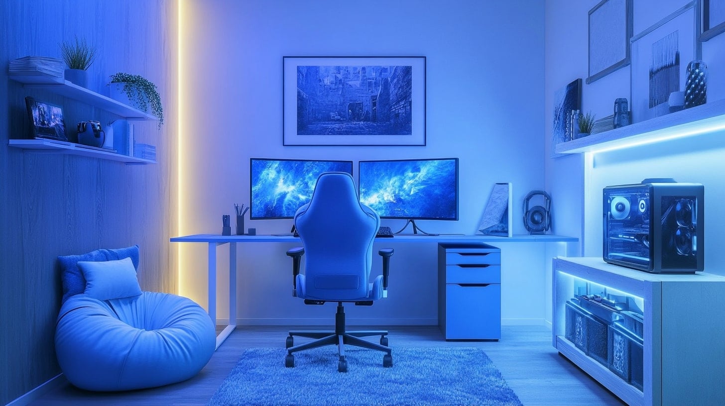 Decoración juvenil, habitación de videojuego, cuarto moderno, diseño gamer, muebles temáticos, iluminación LED, espacio para juegos, estilo tecnológico, ambiente juvenil - (Imagen Ilustrativa Infobae)