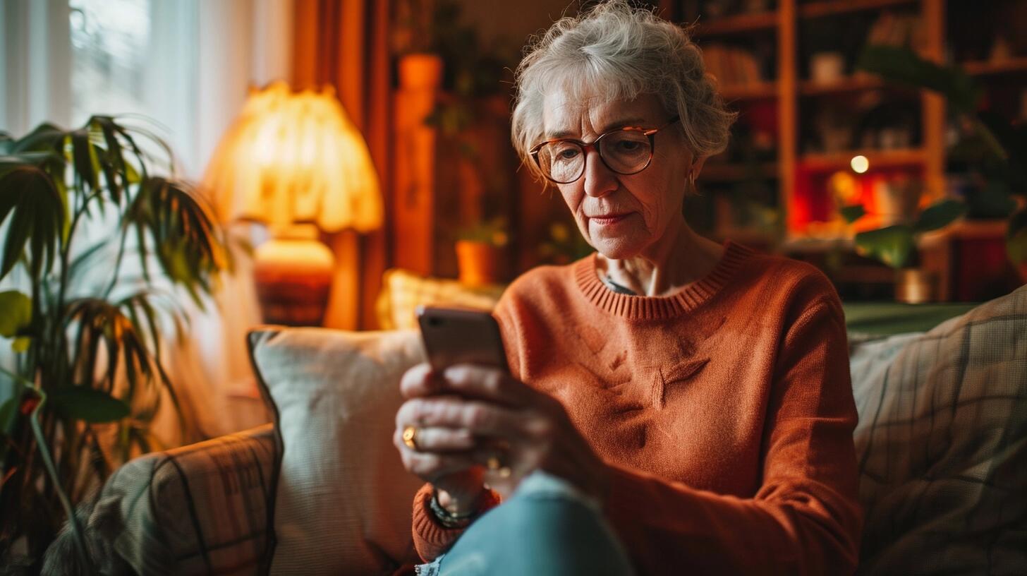 Una abuela sonriente interactuando con su smartphone, simbolizando su comodidad y entusiasmo al usar la tecnología moderna. La imagen refleja cómo las personas de la tercera edad están cada vez más conectadas y familiarizadas con el internet y las redes sociales, desafiando los estereotipos de edad y tecnología. La fotografía muestra el momento feliz de una abuela disfrutando de las posibilidades que ofrece el mundo digital. (Imagen ilustrativa Infobae)