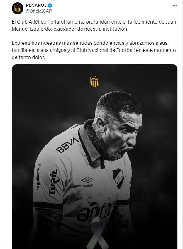 mensaje de peñarol muerte juan izquierdo