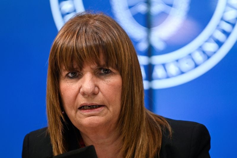 FOTO DE ARCHIVO. La ministra argentina de Seguridad, Patricia Bullrich, en una conferencia de prensa en Buenos Aires, Argentina. Enero, 2024. REUTERS/Martin Cossarini