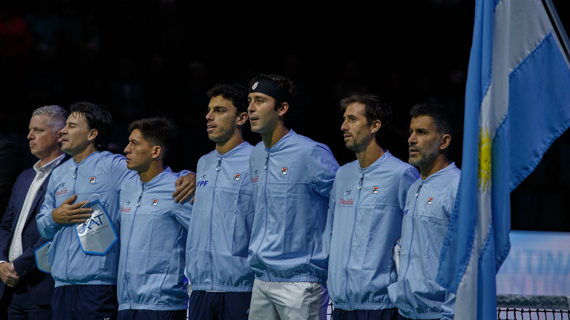 La Selección Argentina de Tenis YPF en Manchester ante Gran Bretaña en la Copa Davis.