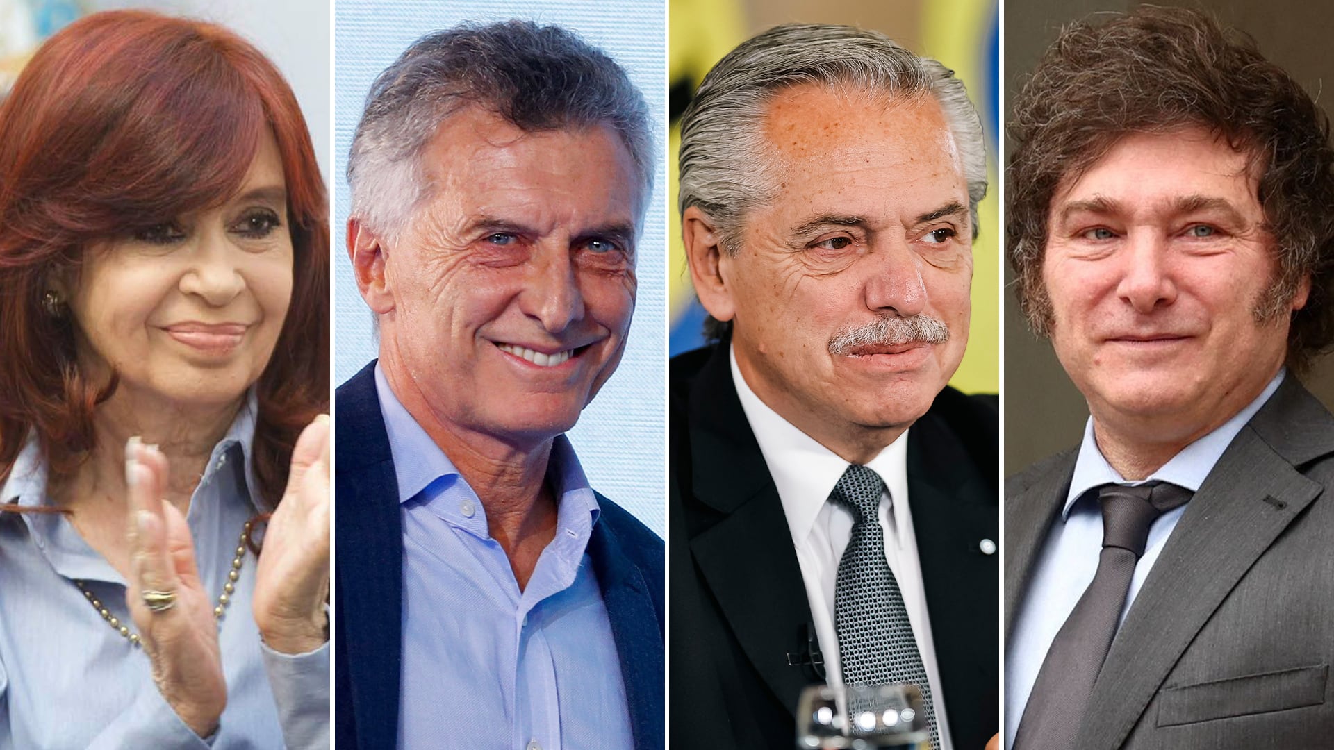 Cristina Kirchner, Mauricio Macri, Alberto Fernández y Javier Milei