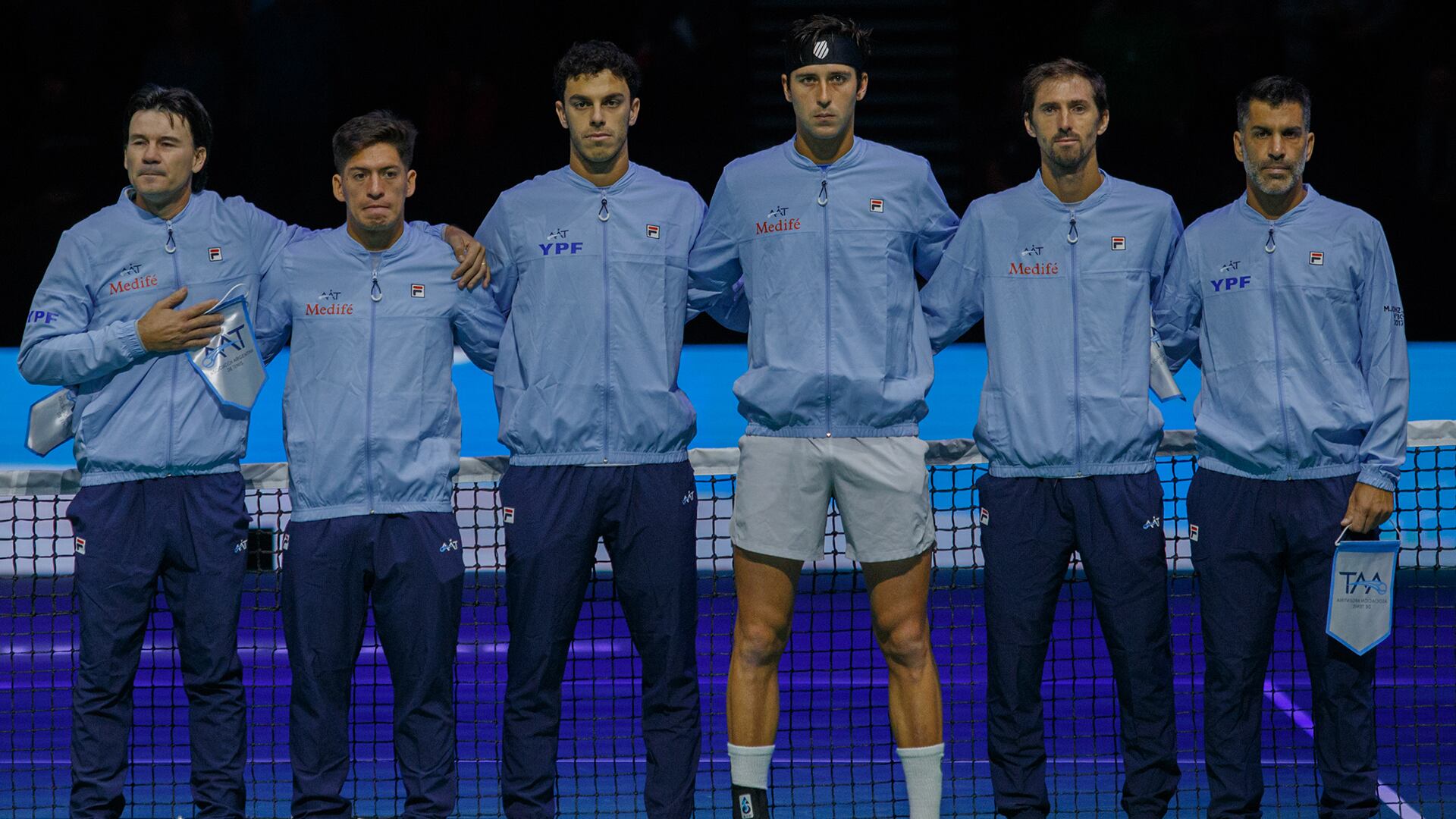 La Selección Argentina de Tenis YPF en Manchester ante Gran Bretaña en la Copa Davis.