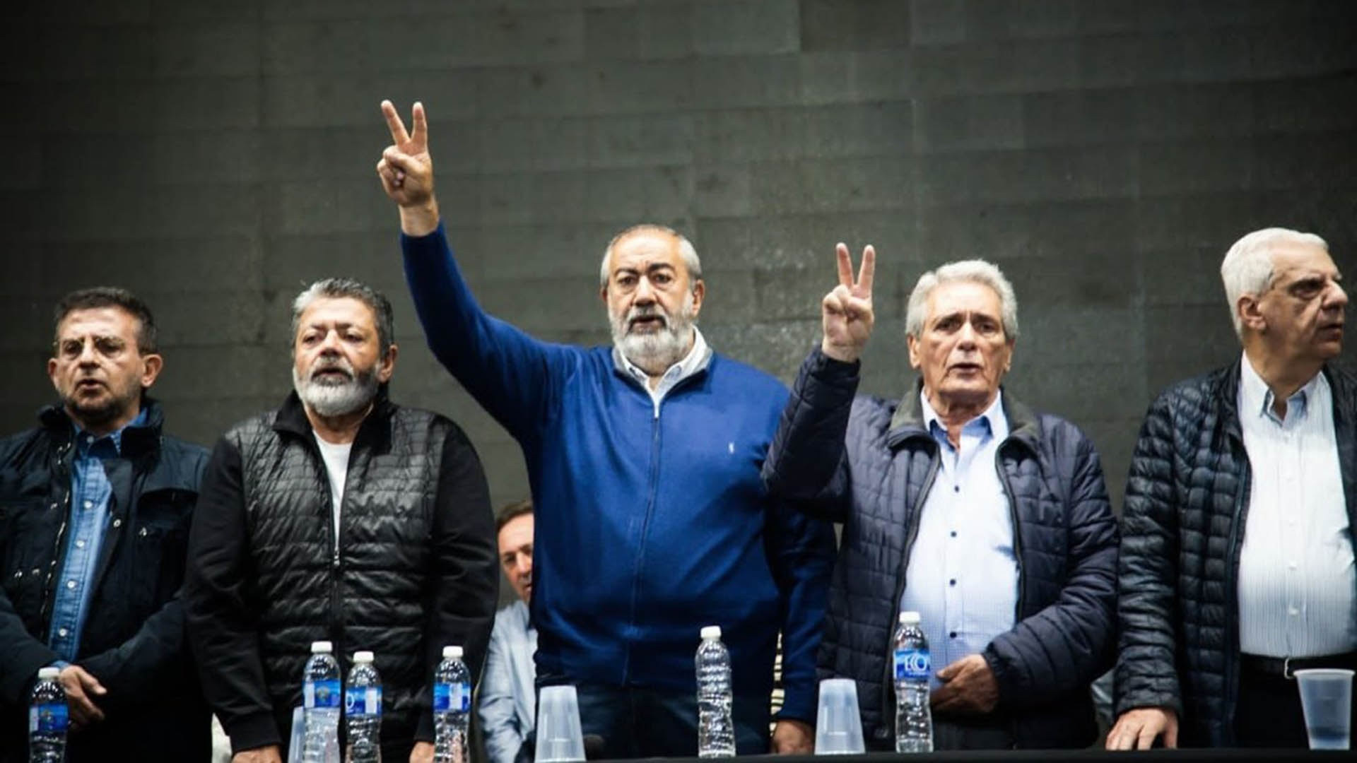 Héctor Daer, Gerardo Martínez, Carlos Acuña y José Luis Lingeri, de la CGT