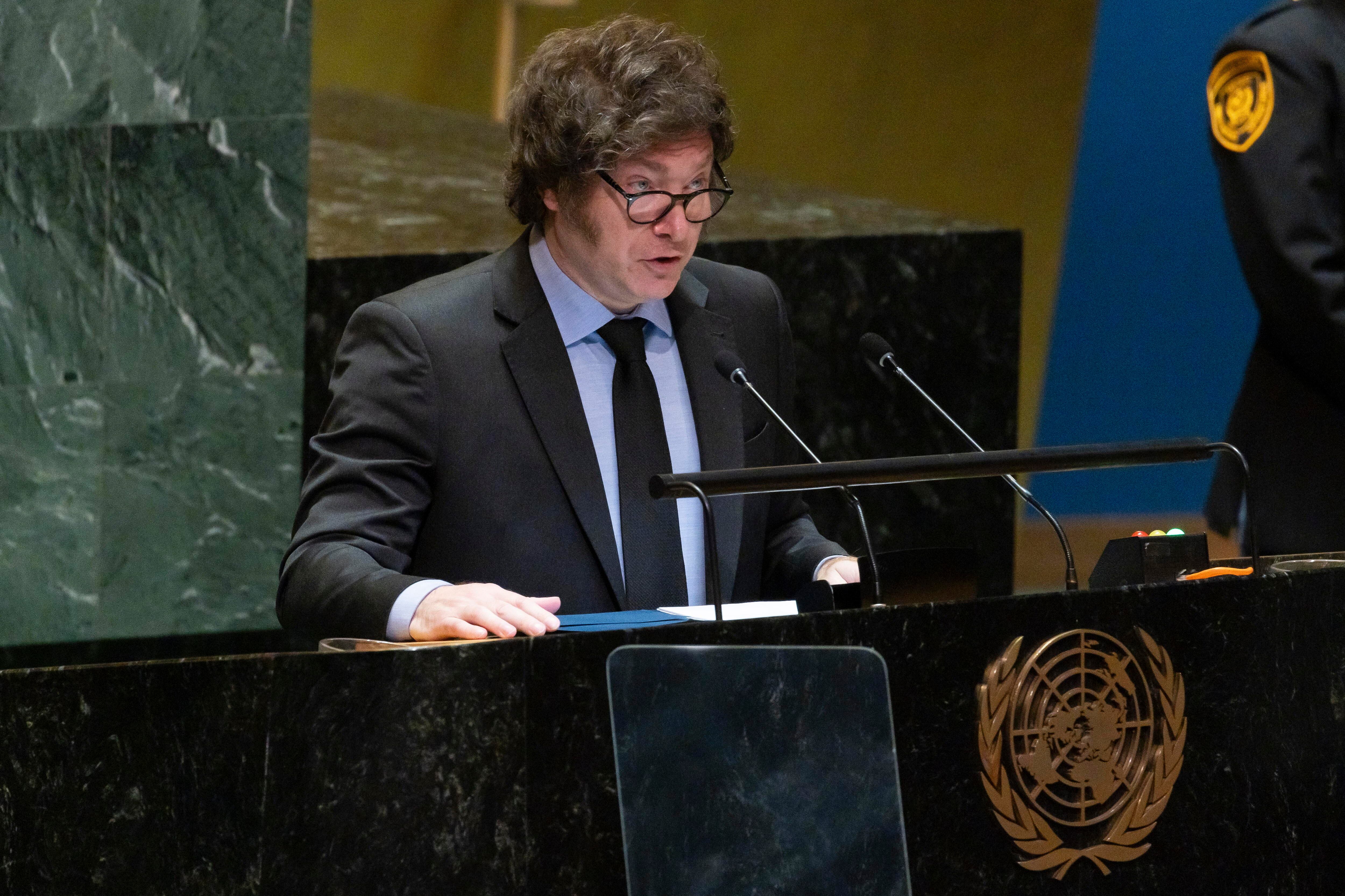 Javier Milei ante la Asamblea General de la ONU (EFE/JUSTIN LANE) 