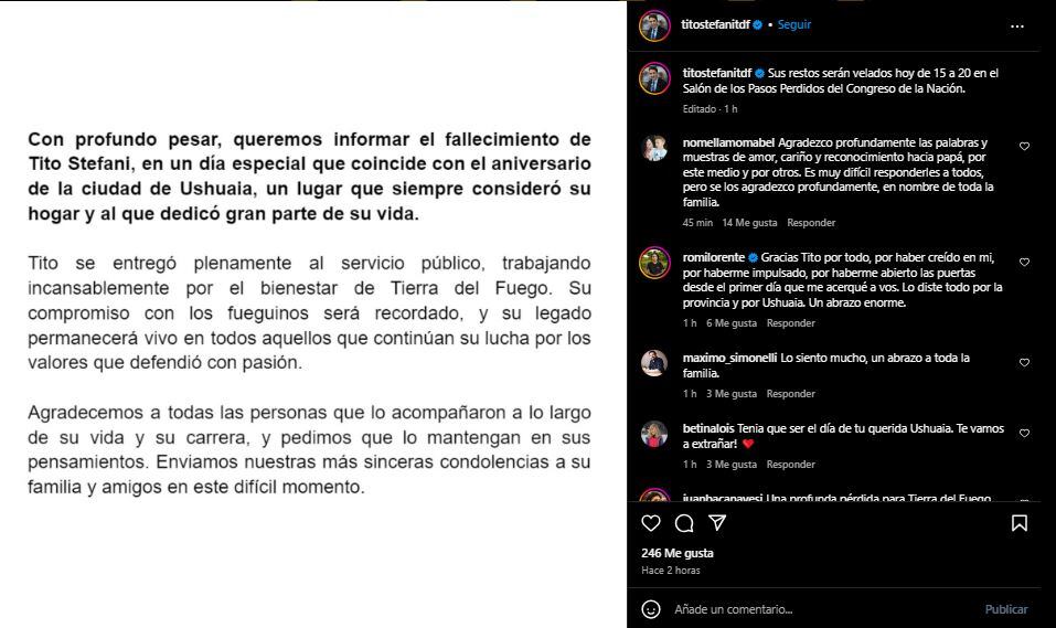 El comunicado del equipo de prensa de Héctor Stefani (Foto/Instagram: @titostefanitdf)