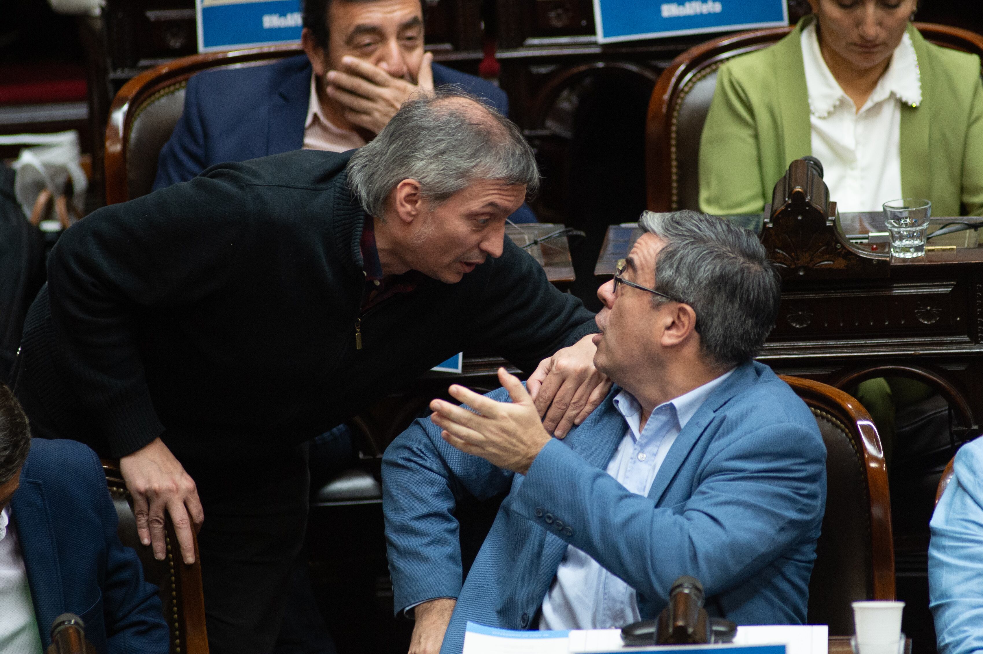 Germán Martínez, presidente del bloque UxP, y Máximo Kirchner (Jaime Olivos)