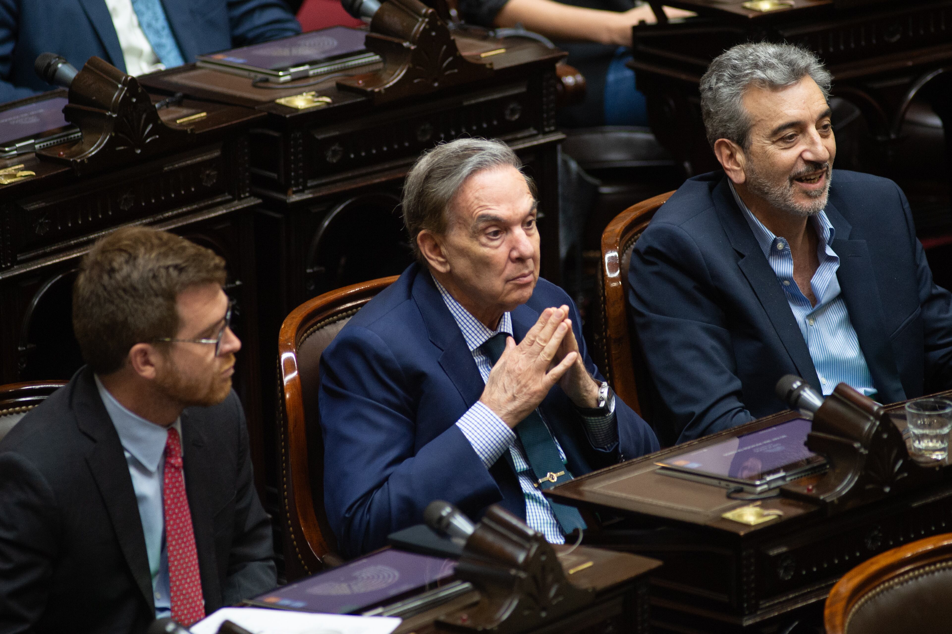 Nicolás Massot, Miguel Ángel Pichetto y Florencio Randazzo, del bloque Encuentro Federal (Jaime Olivos)