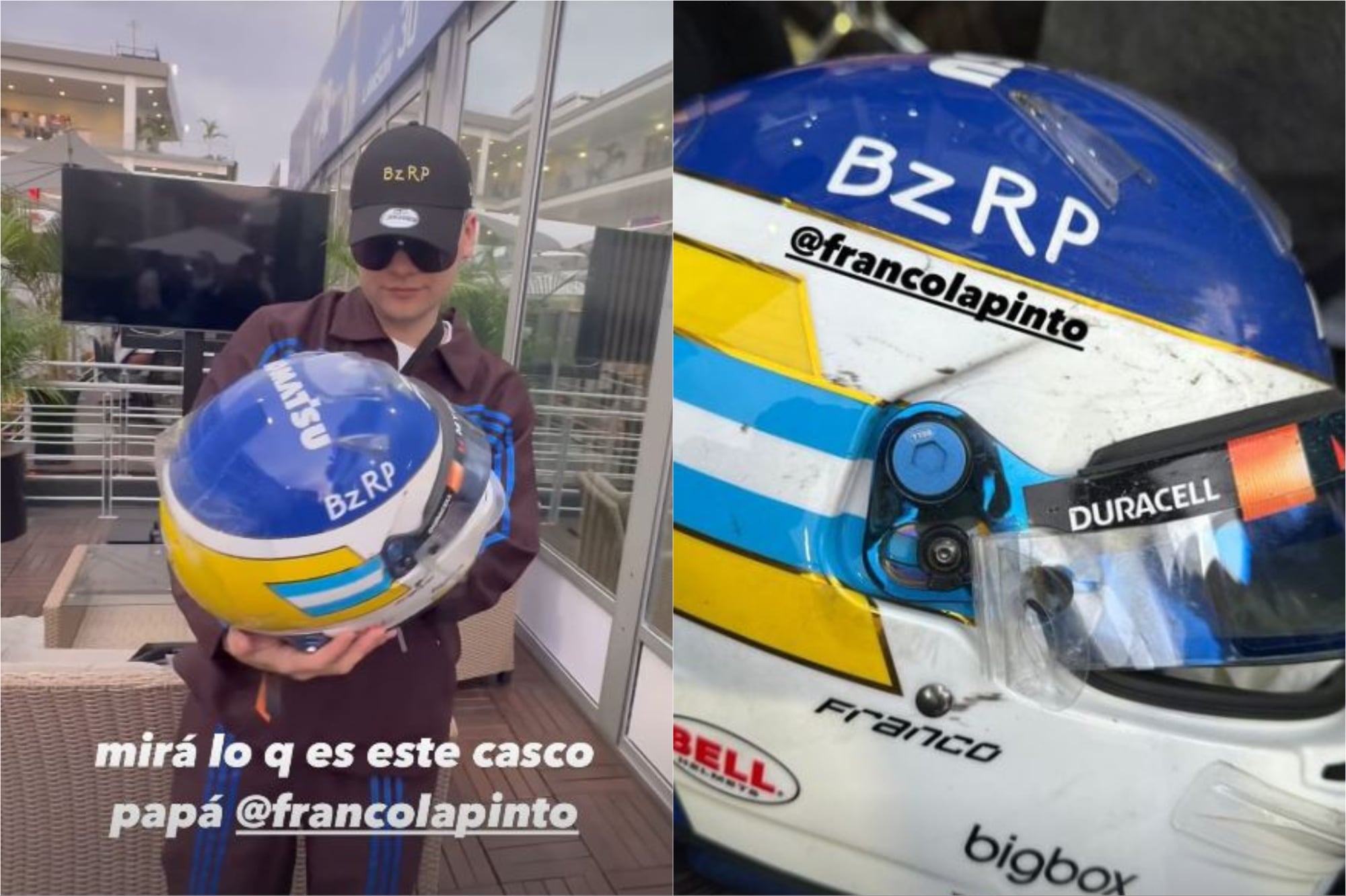 Bizarrap quedó asombrado por el casco de Franco Colapinto