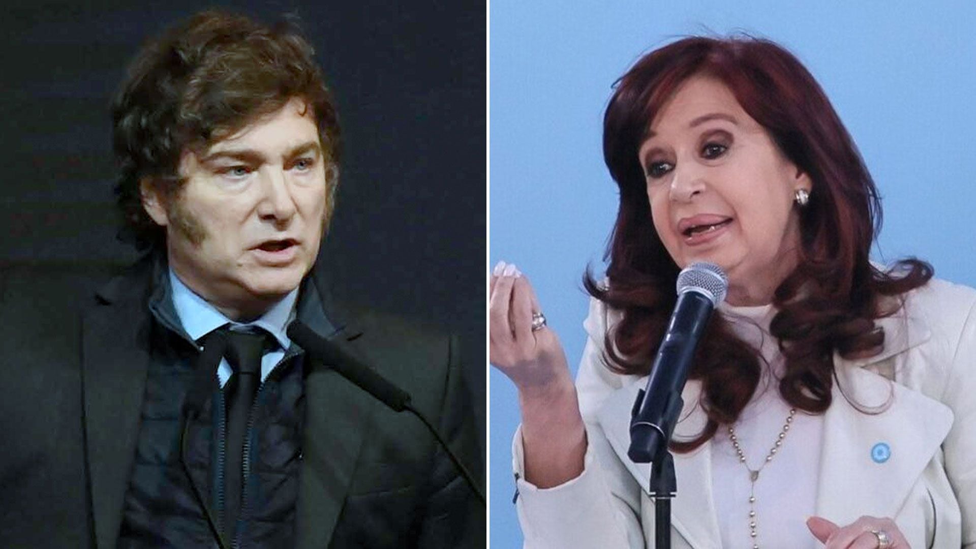 El Presidente Javier Milei y la ex Presidenta Cristina Kirchner