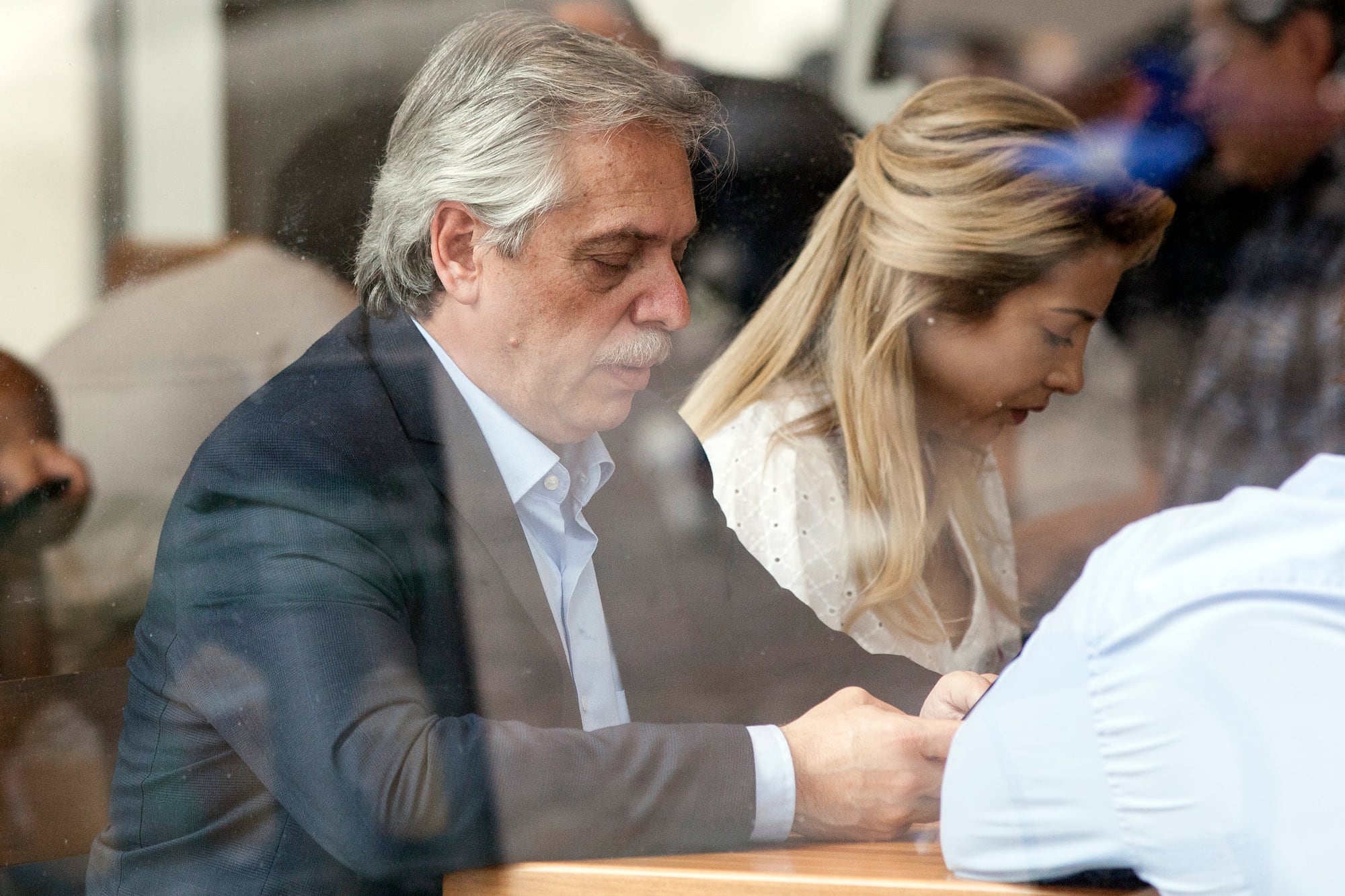 Alberto Fernández y Fabiola Yañez en desayuno en Puerto Madero en octubre de 2019