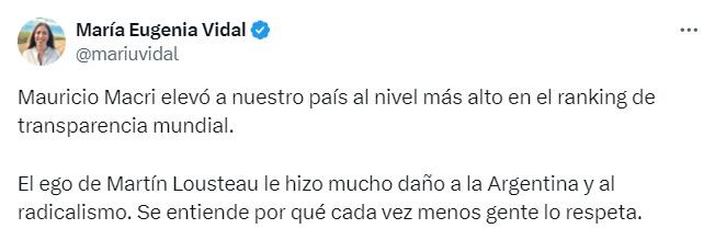 El tuit de Vidal contra Lousteau.