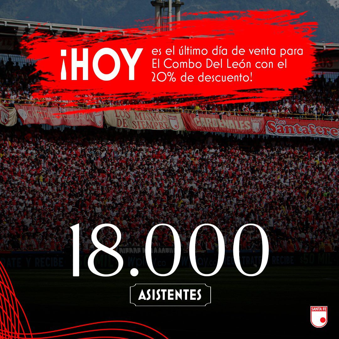 El cuadro capitalino tendrá asegurado 18.000 espectadores para el partido ante Independiente Medellín y para el clásico ante Millonarios - crédito @SantaFe / X