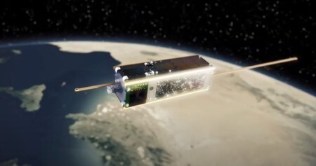 Satélite AlSat-1N en órbita con la Tierra