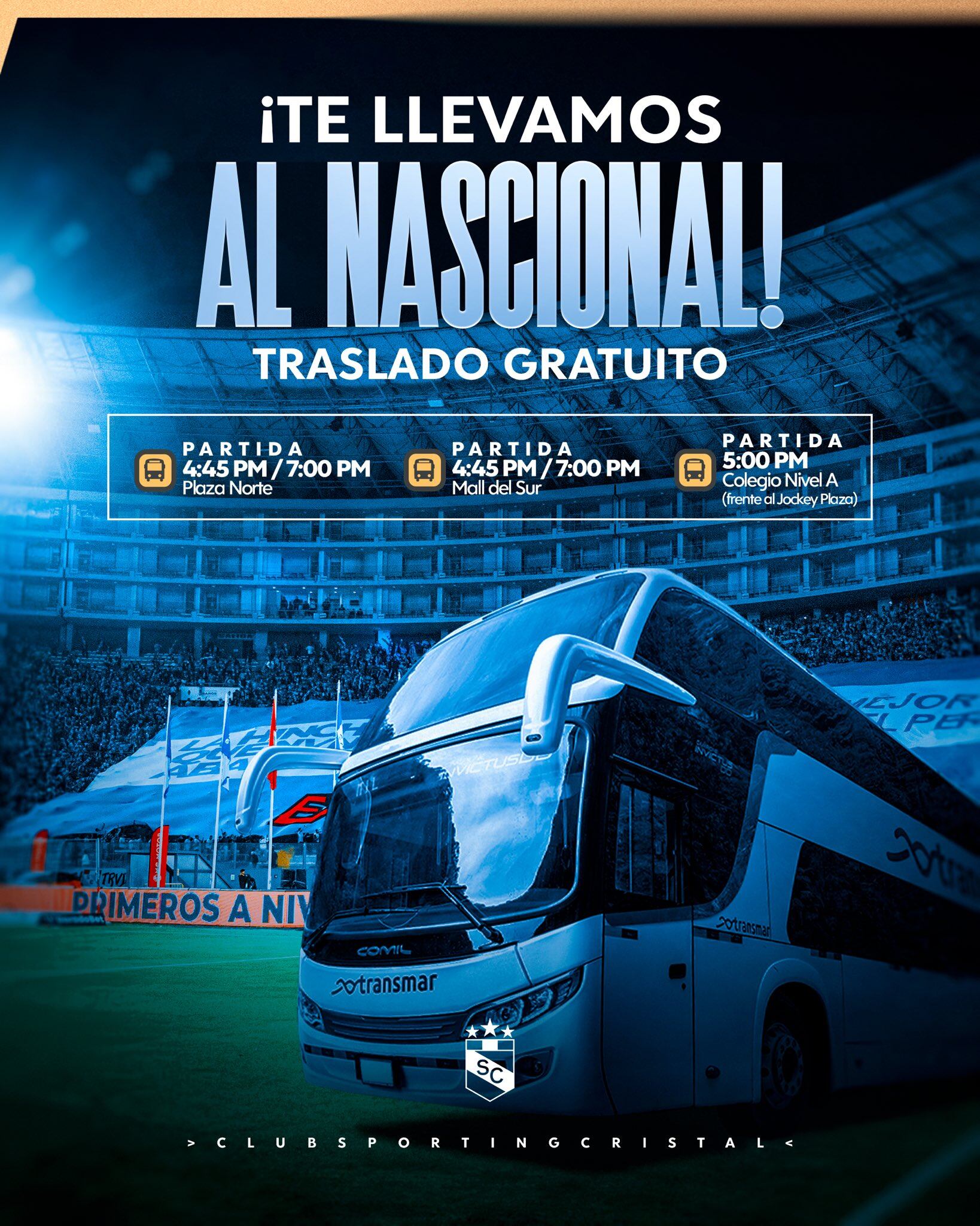 Sporting Cristal brindará buses gratis para que sus hinchas asistan al duelo con Universitario.