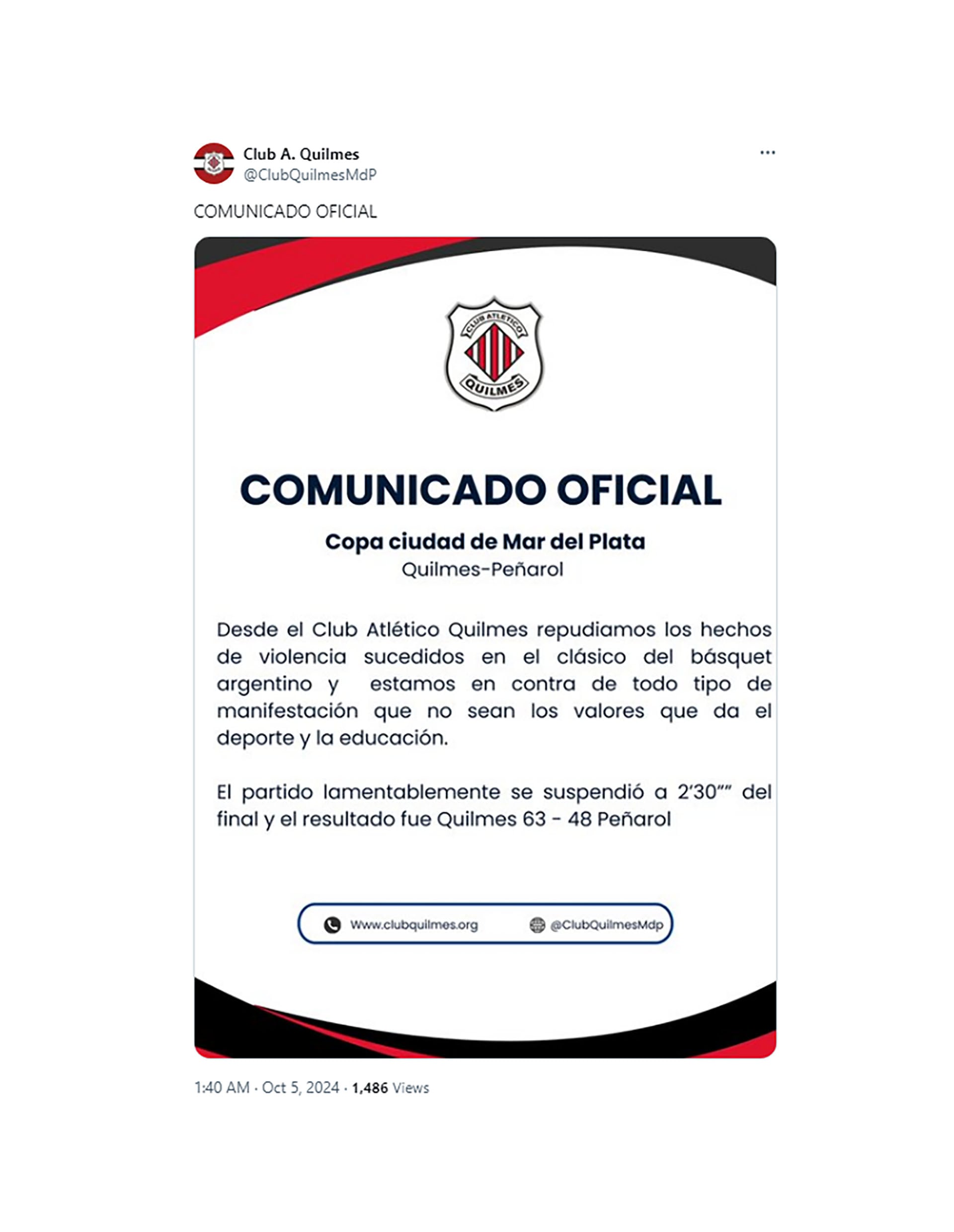 comunicado quilmes