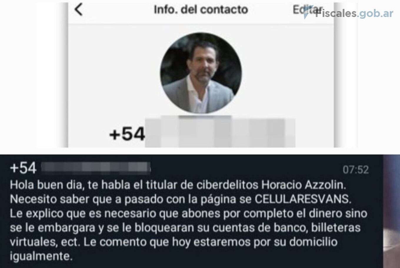 Alertan sobre ciberestafas vía WhatsApp que utilizan el nombre o la imagen de los fiscales Azzolin y Luciani