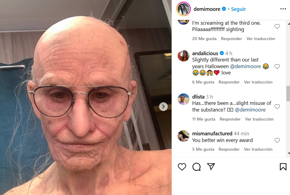 El carrete de imágenes no tardó en obtener cientos de comentarios (Foto: captura Instagram/@demimoore)