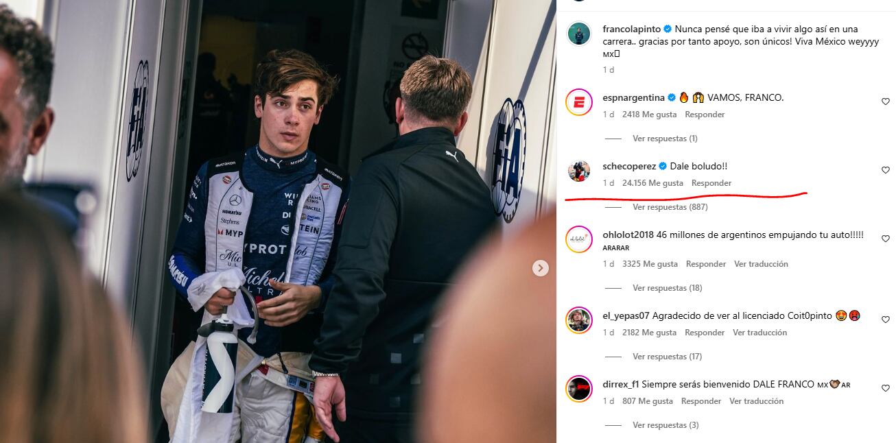 El comentario de Checo a Colapinto