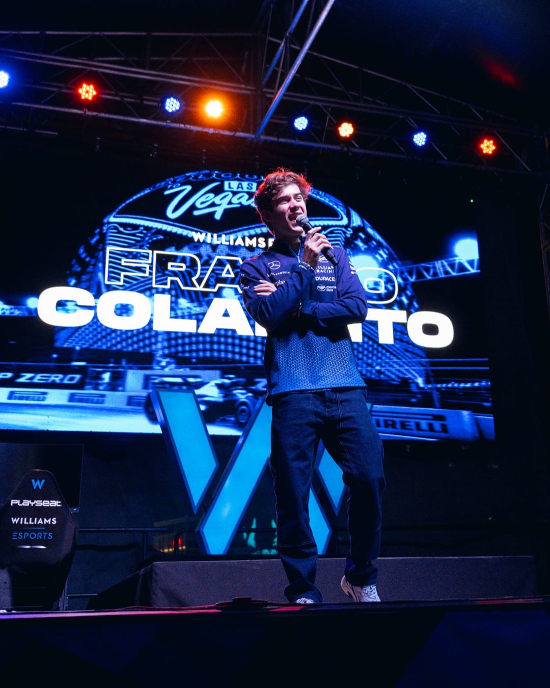 Franco Colapinto estuvo en el Fan Zone de Williams en Las Vegas e interactuó con los fanáticos (Foto: Instagram @williamsracing)