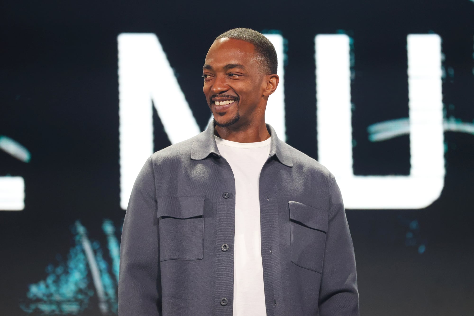 Anthony Mackie, el nuevo capitán América en D23 Brasil, la convención del estudio que se llevó a cabo este fin de semana en el Transamerica Expo Center de San Pablo